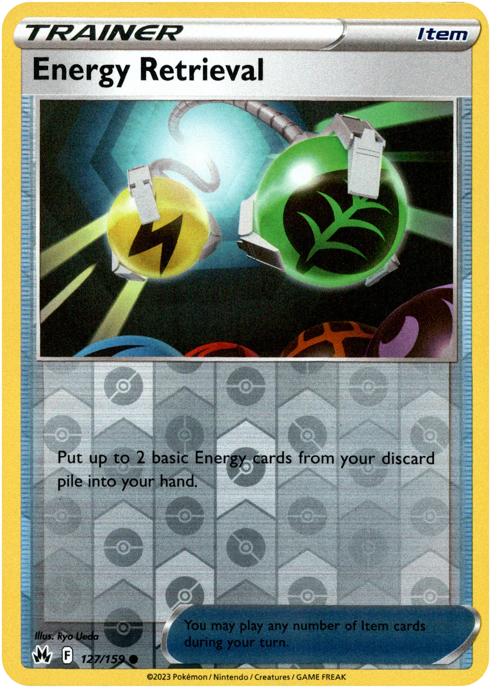Energy Retrieval 127/159 Crown Zenith Reverse Holo Common Pokemon Card