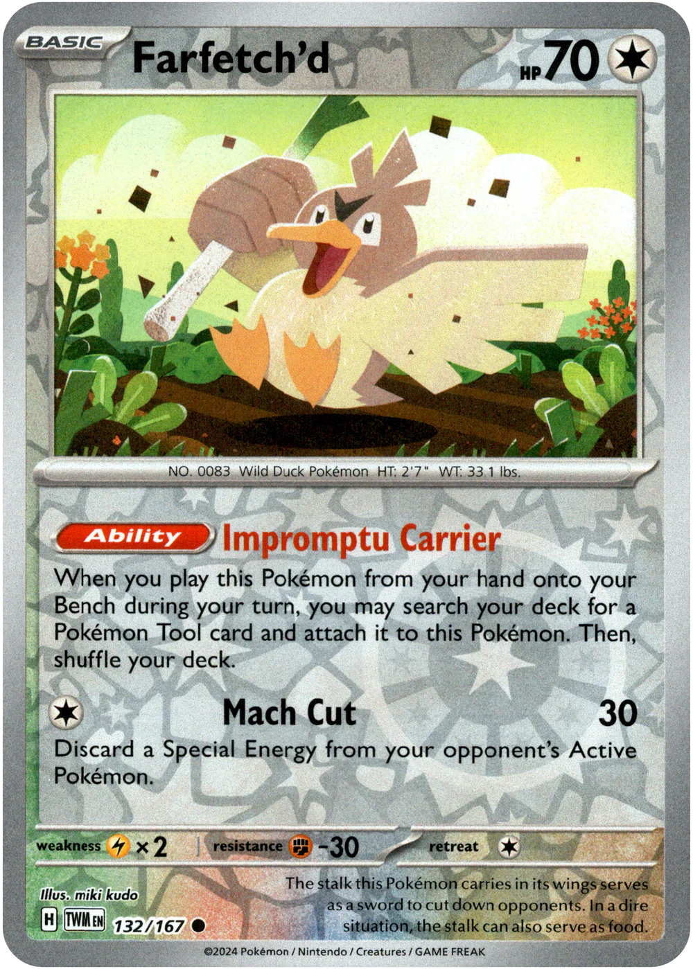 Farfetch'd 132/167 Scarlet and Violet Twilight Masquerade Reverse Holo Common Pokemon Card