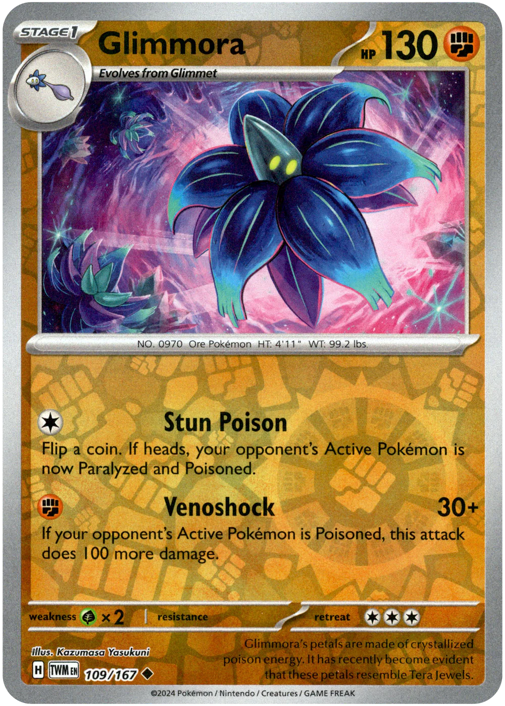 Glimmora 109/167 Scarlet and Violet Twilight Masquerade Reverse Holo Uncommon Pokemon Card | Gogi Collectables Glimmora 109/167 Scarlet and Violet Twilight Masquerade Reverse Holo Uncommon Pokemon Card | Gogi Collectables