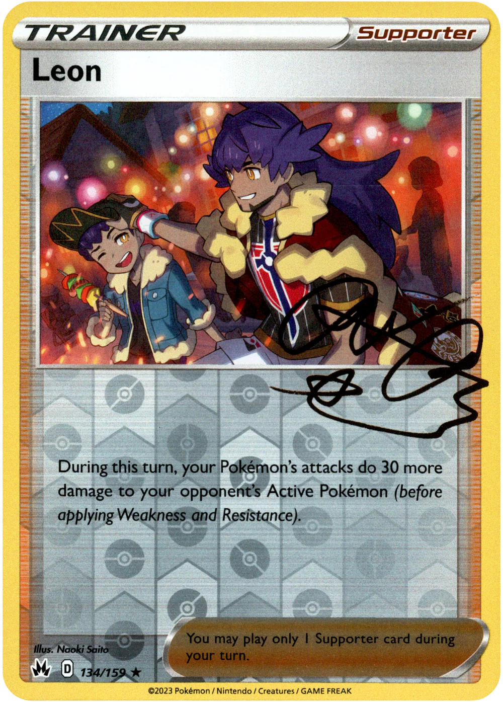 Leon 134/159 Crown Zenith Reverse Holo Rare Pokemon Card