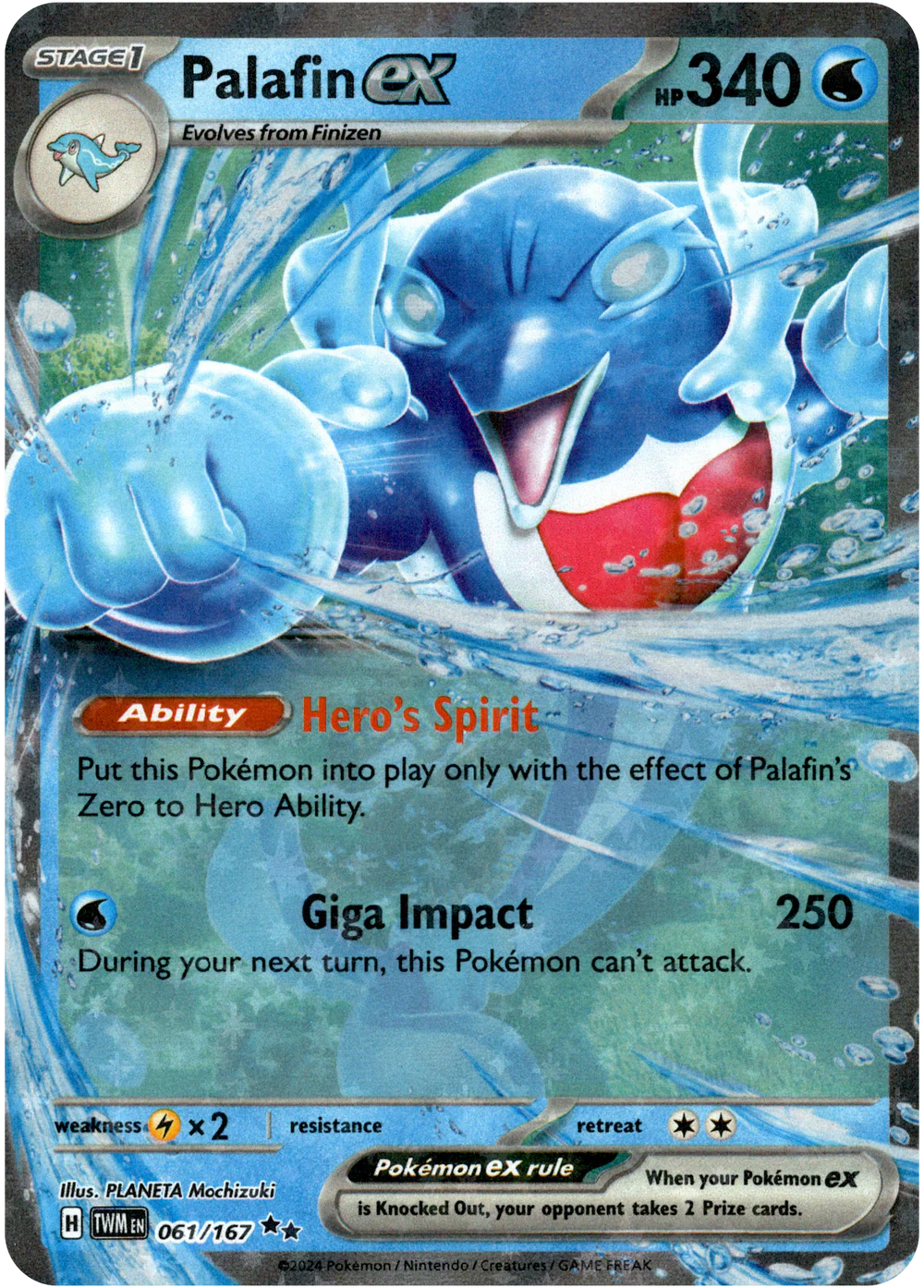 Palafin ex 061/167 Scarlet and Violet Twilight Masquerade Holo Ultra Rare Pokemon Card