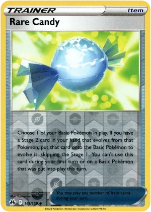 Rare Candy 141/159 Crown Zenith Reverse Holo Uncommon Pokemon Card