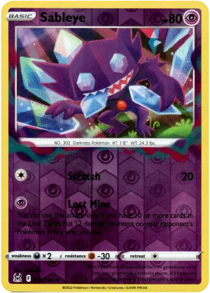 Sableye 070/196 SWSH Lost Origin Reverse Holo Rare Pokemon Card