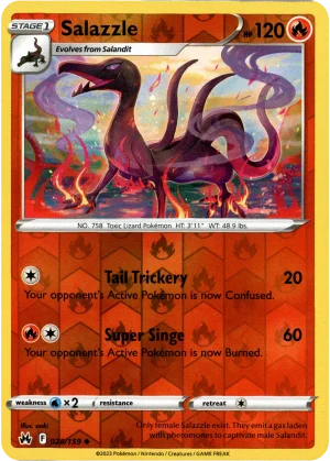 Salazzle 028/159 Crown Zenith Reverse Holo Uncommon Pokemon Card