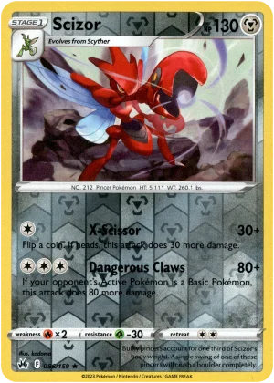 Scizor 086/159 Crown Zenith Reverse Holo Rare Pokemon Card