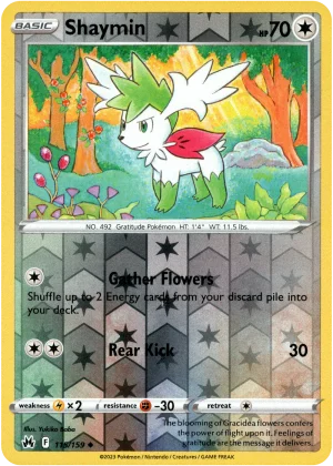 Shaymin 115/159 Crown Zenith Reverse Holo Uncommon Pokemon Card