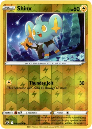 Shinx 040/159 Crown Zenith Reverse Holo Common Pokemon Card
