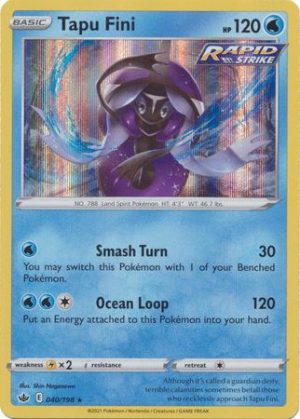 Tapu Fini 040/198 SWSH Chilling Reign Holo Rare Pokemon Card