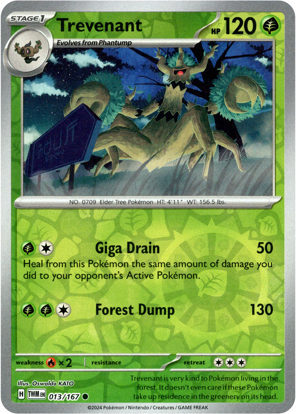 Trevenant 013/167 Scarlet and Violet Twilight Masquerade Reverse Holo Common Pokemon Card