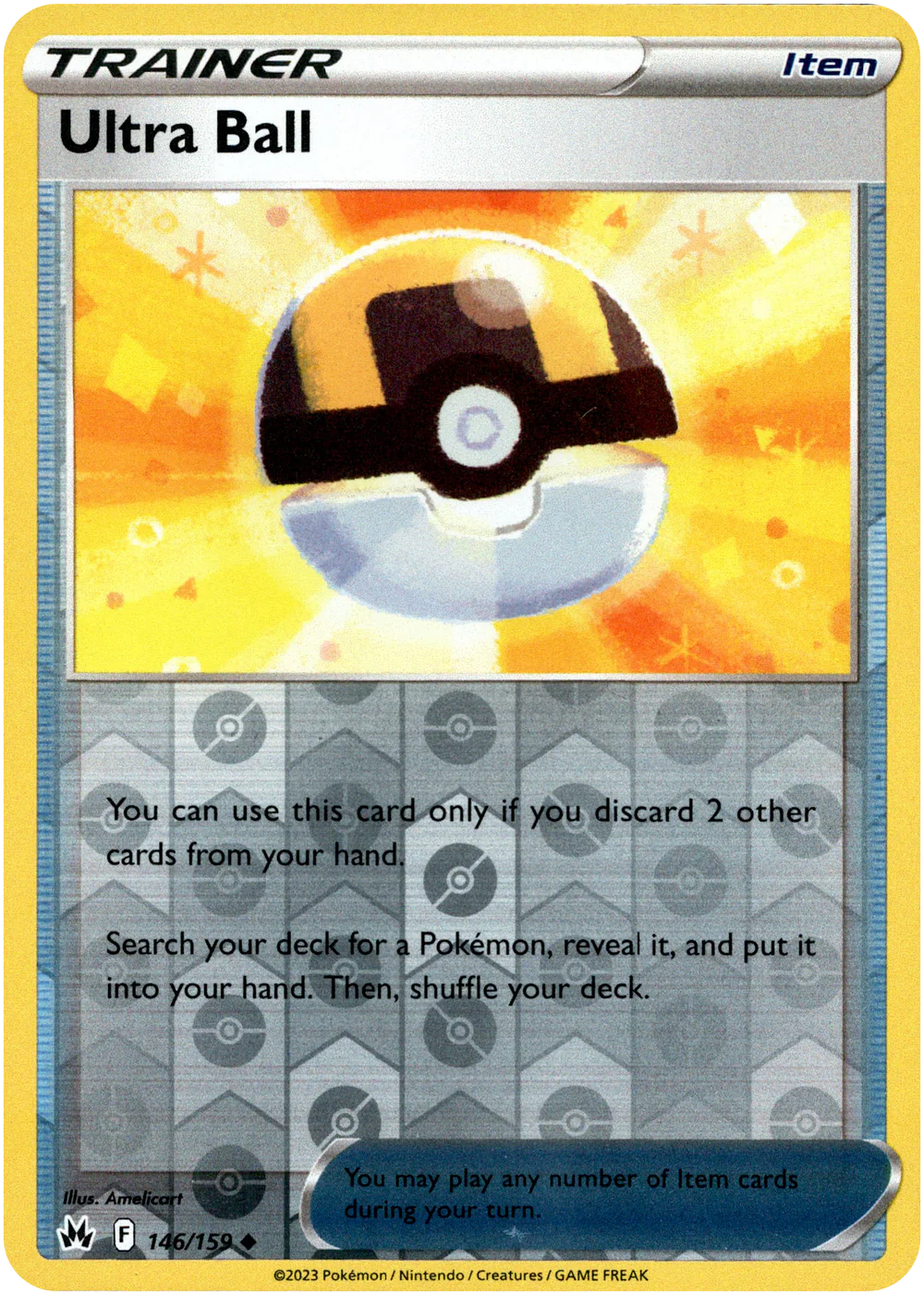Ultra Ball 146/159 Crown Zenith Reverse Holo Uncommon Pokemon Card
