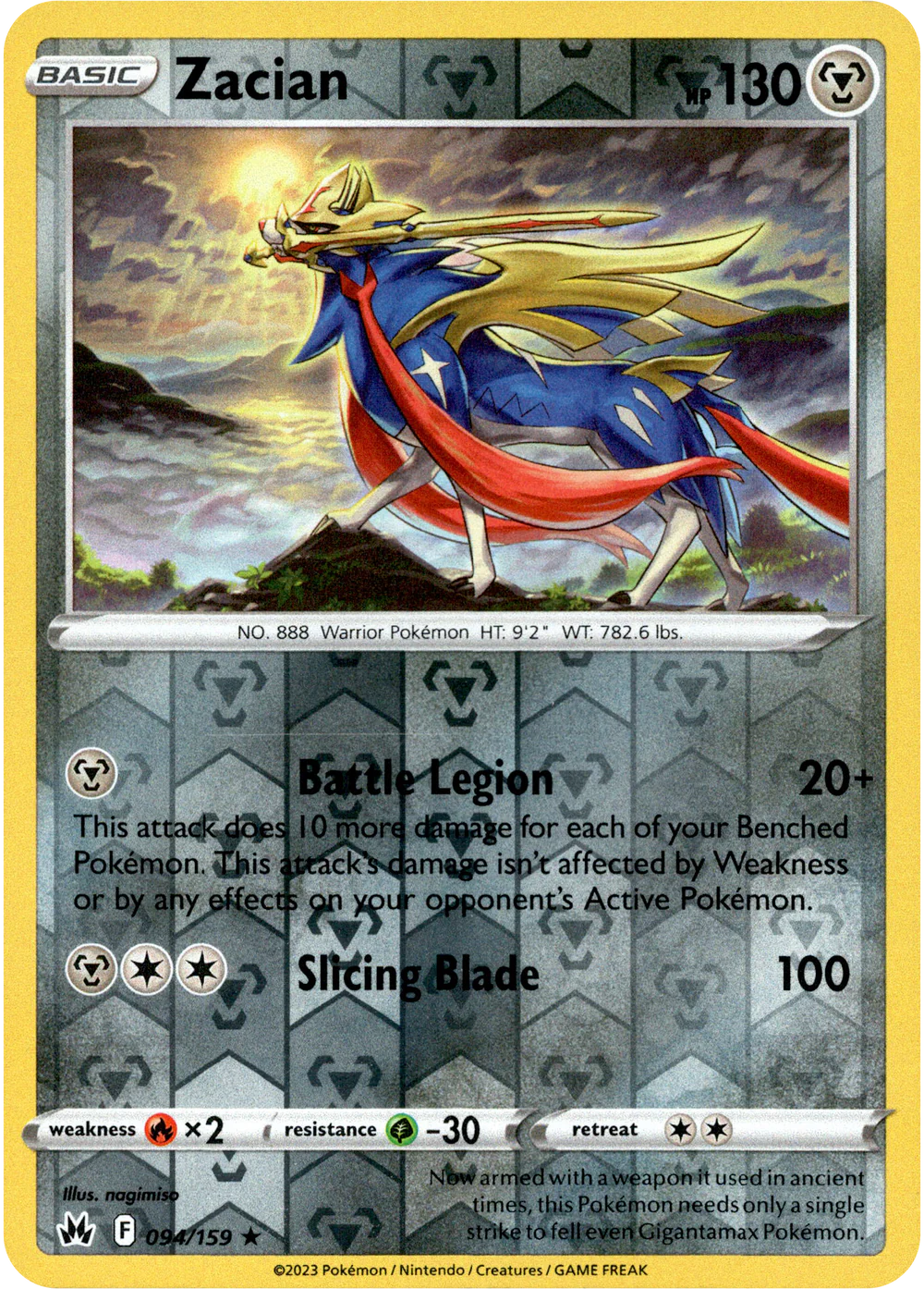 Zacian 094/159 Crown Zenith Reverse Holo Rare Pokemon Card | Gogi  Collectables