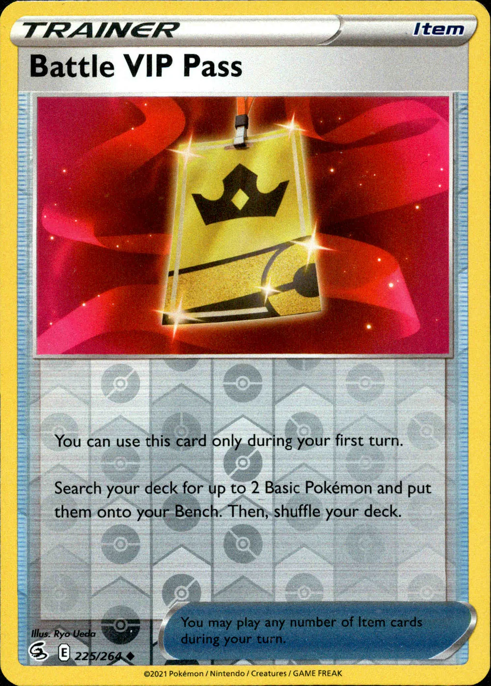 Battle VIP Pass 225/264 SWSH Fusion Strike Reverse Holo Uncommon Pokemon Card