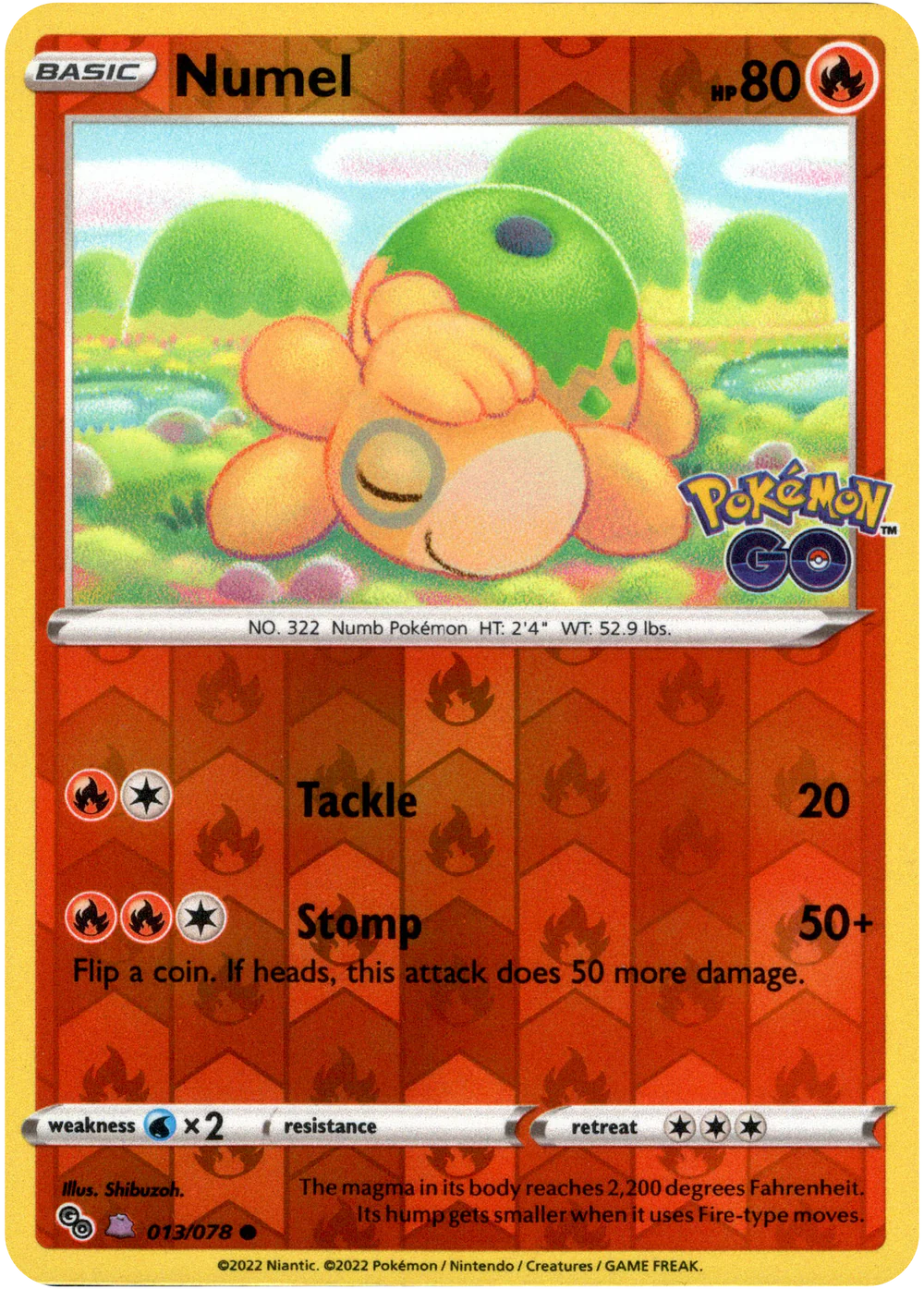 Ditto (Numel) Unpeeled 013/078 SWSH Pokemon Go Reverse Holo Common Pokemon Card