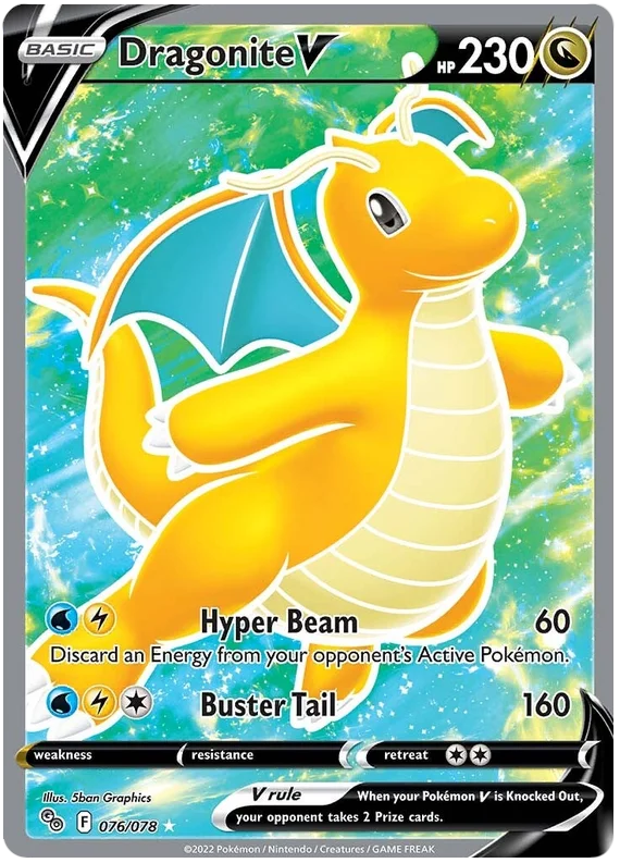 Dragonite V 076/078 SWSH Pokemon Go Full Art Ultra Rare Pokemon Card