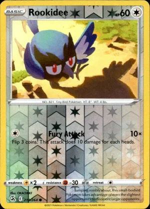 Rookidee 219/264 SWSH Fusion Strike Reverse Holo Common Pokemon Card