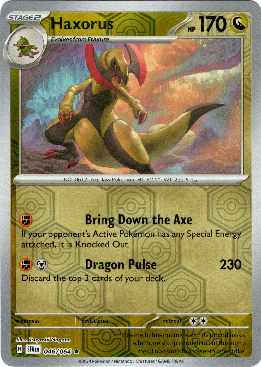 Haxorus 046/064 Scarlet and Violet Shrouded Fable Reverse Holo Rare Pokemon Card