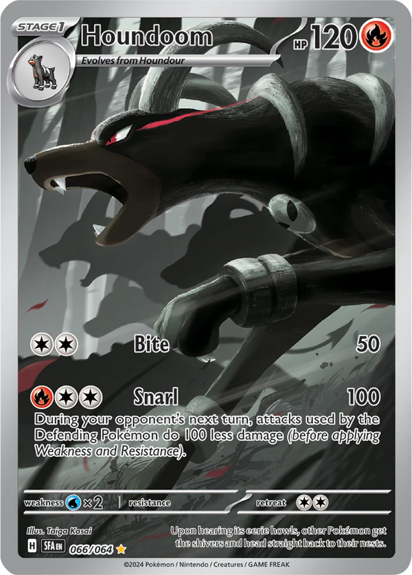 Houndoom 066/064 Scarlet and Violet Shrouded Fable Illustration Rare Holo Pokemon Card
