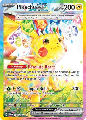 Pikachu ex 238/191 Scarlet and Violet Surging Sparks Secret Illustration Rare Pokemon Card