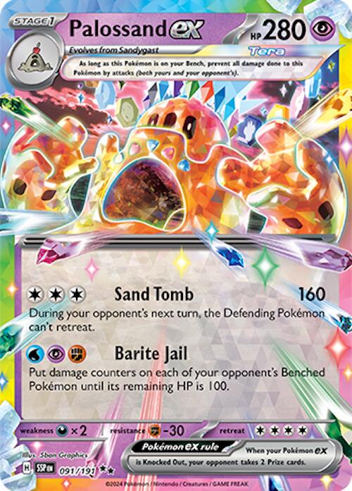 surging sparks ultra rare cards Palossand ex 091/191 Scarlet and Violet Pokemon Card Pikachu ex 219/191 Surging Sparks