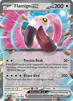 Flamigo ex 160/191 Scarlet and Violet Surging Sparks Ultra Rare Pokemon Card