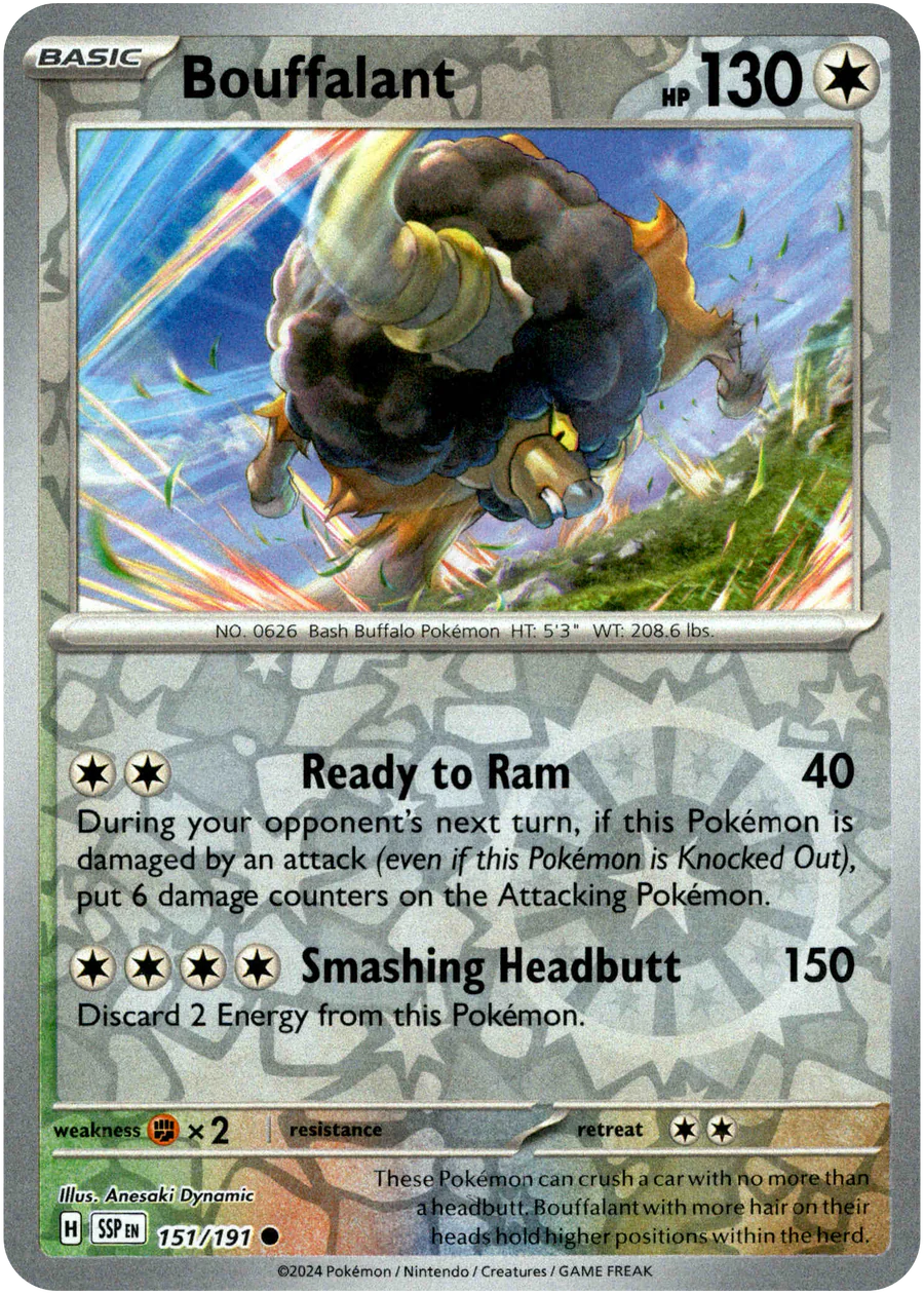 Bouffalant 151/191 Scarlet and Violet Surging Sparks Reverse Holo Common Pokemon Card