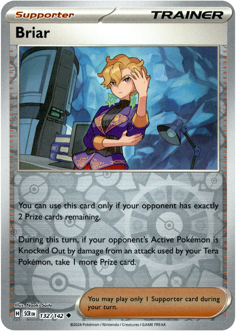 Briar 132/142 Scarlet and Violet Stellar Crown Reverse Holo Uncommon Pokemon Card