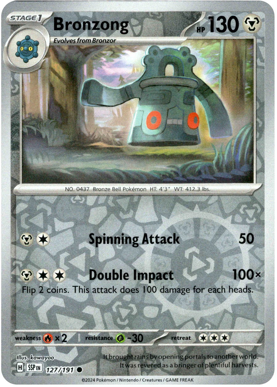 Bronzong 127/191 Scarlet and Violet Surging Sparks Reverse Holo Common Pokemon Card