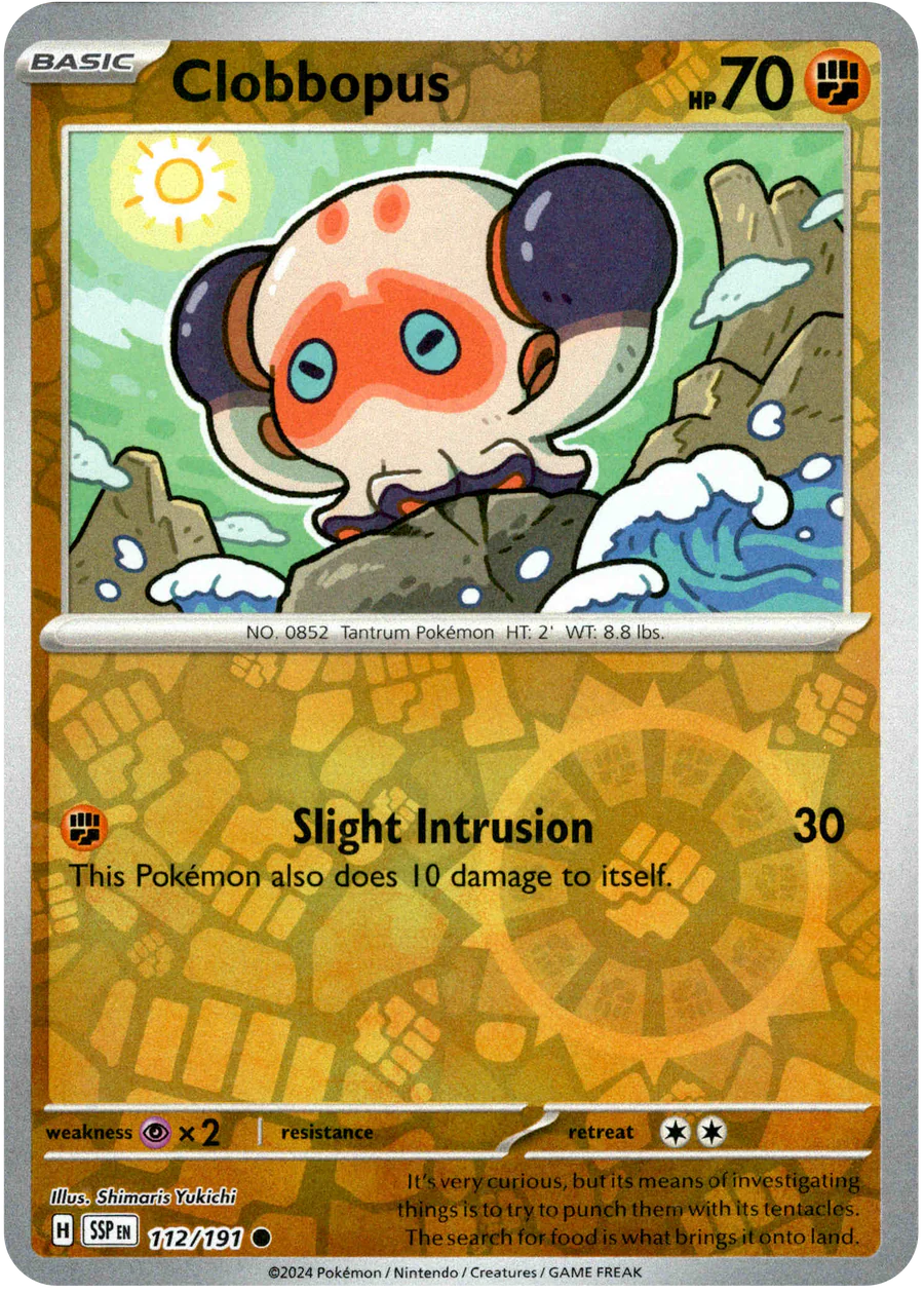 Clobbopus 112/191 Scarlet and Violet Surging Sparks Reverse Holo Common Pokemon Card