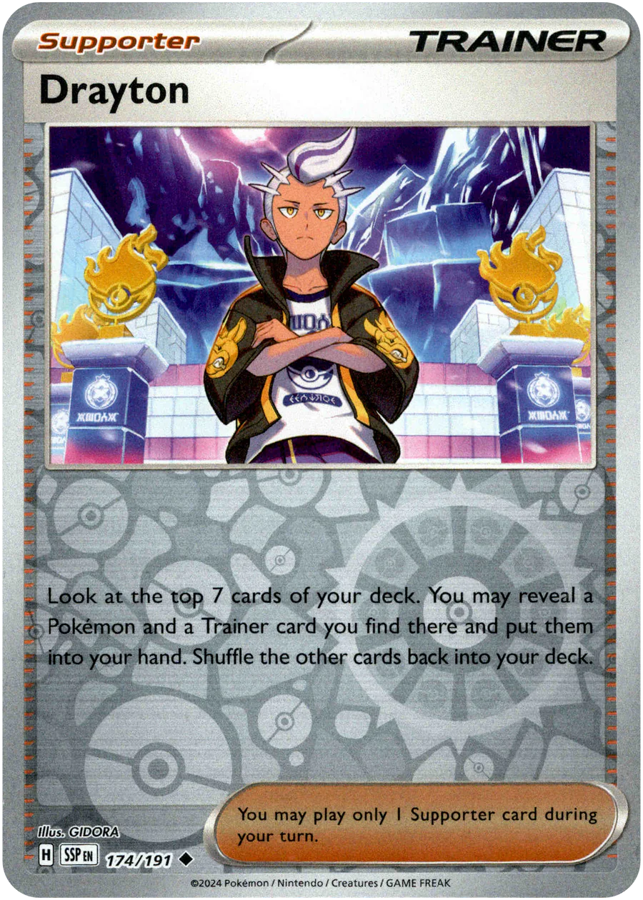 Drayton 174/191 Scarlet and Violet Surging Sparks Reverse Holo Uncommon Pokemon Card