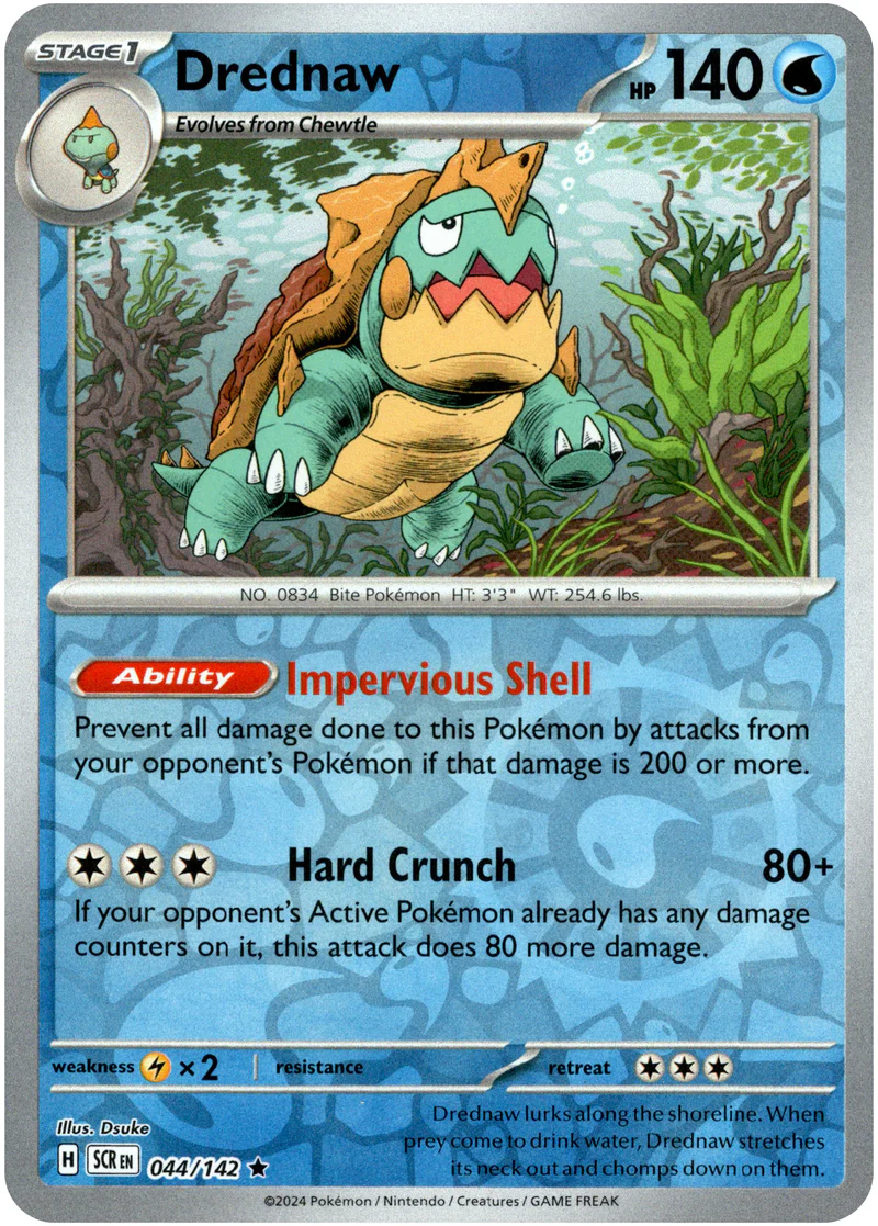 Drednaw 044/142 Scarlet and Violet Stellar Crown Reverse Holo Rare Pokemon Card