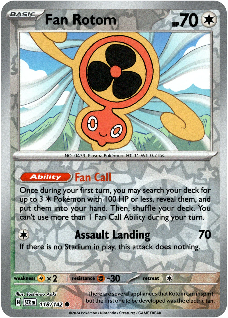 Fan Rotom 118/142 Scarlet and Violet Stellar Crown Reverse Holo Common Pokemon Card