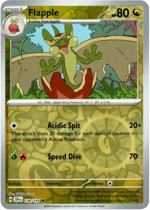 Flapple 139/191 Scarlet and Violet Surging Sparks Reverse Holo Uncommon Pokemon Card