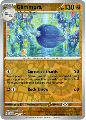 Glimmora 115/191 Scarlet and Violet Surging Sparks Reverse Holo Common Pokemon Card