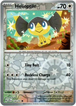 Helioptile 154/191 Scarlet and Violet Surging Sparks Reverse Holo Common Pokemon Card