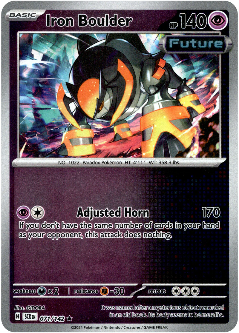 Iron Boulder 071/142 Scarlet and Violet Stellar Crown Reverse Holo Rare Pokemon Card