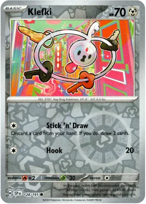 Klefki 128/191 Scarlet and Violet Surging Sparks Reverse Holo Common Pokemon Card