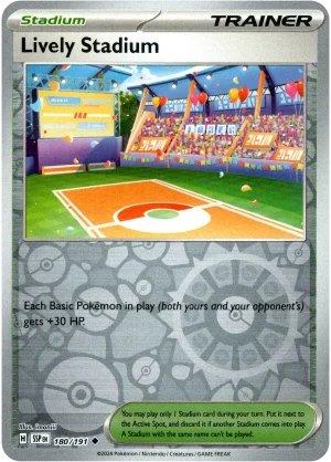 Lively Stadium 180/191 Scarlet and Violet Surging Sparks Reverse Holo Uncommon Pokemon Card