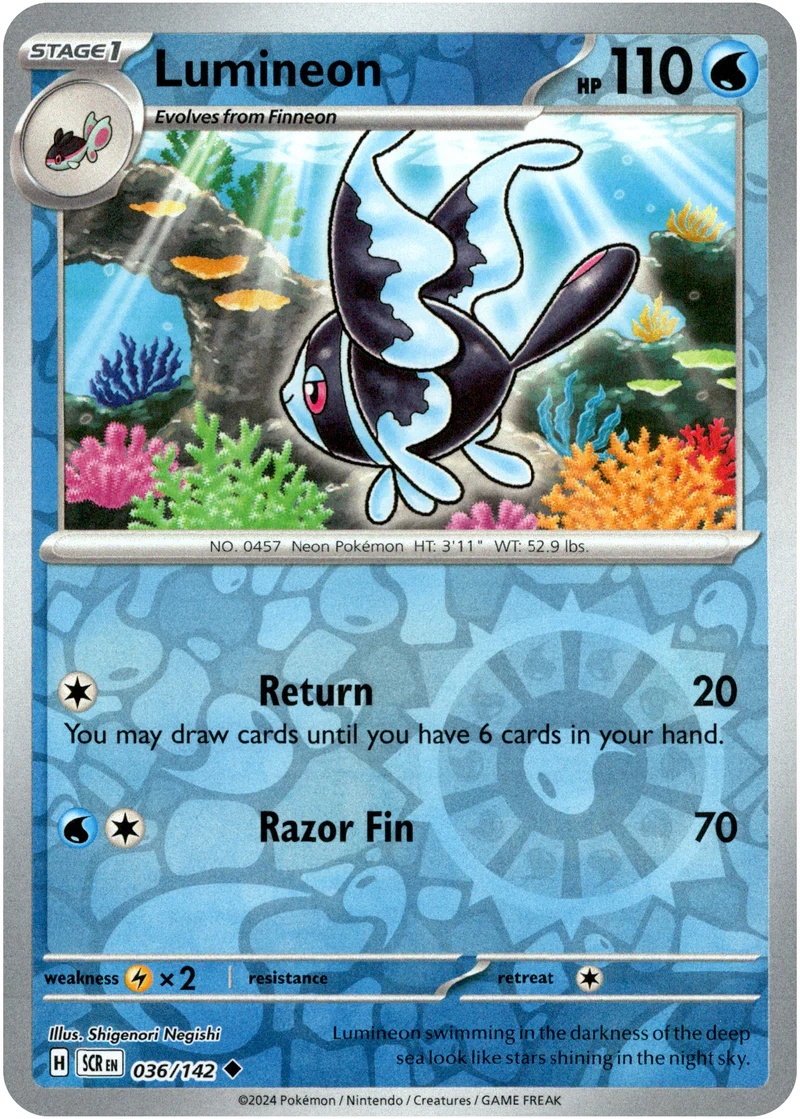 Lumineon 036/142 Scarlet and Violet Stellar Crown Reverse Holo Uncommon Pokemon Card