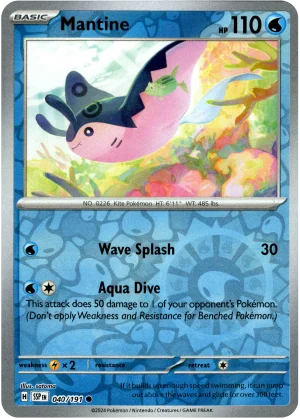 Mantine 040/191 Scarlet and Violet Surging Sparks Reverse Holo Common Pokemon Card