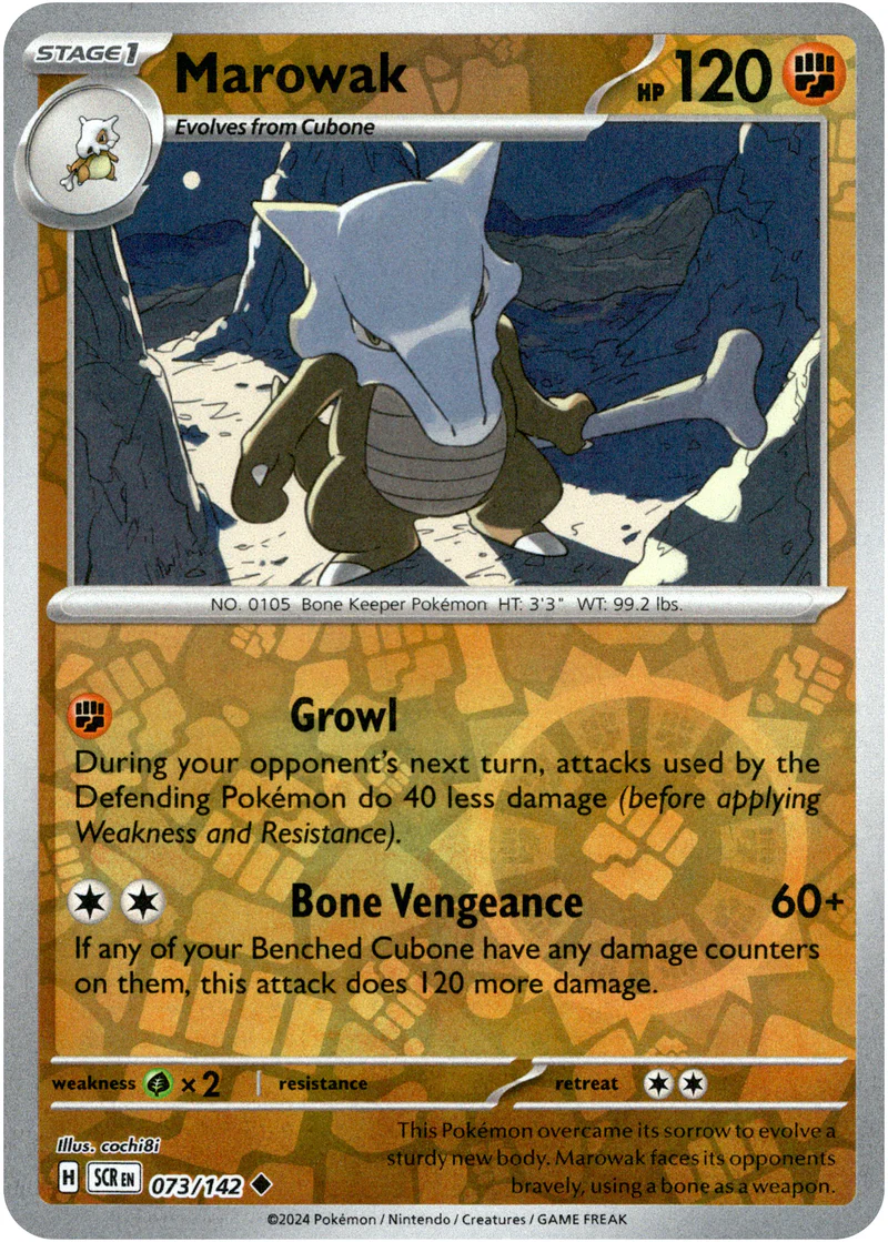 Marowak 073/142 Scarlet and Violet Stellar Crown Reverse Holo Uncommon Pokemon Card