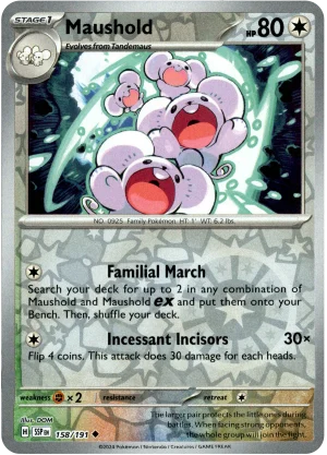 Maushold 158/191 Scarlet and Violet Surging Sparks Reverse Holo Uncommon Pokemon Card