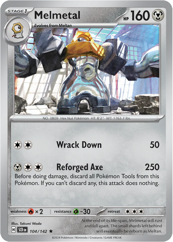 Melmetal 104/142 Scarlet and Violet Stellar Crown Holo Rare Pokemon Card