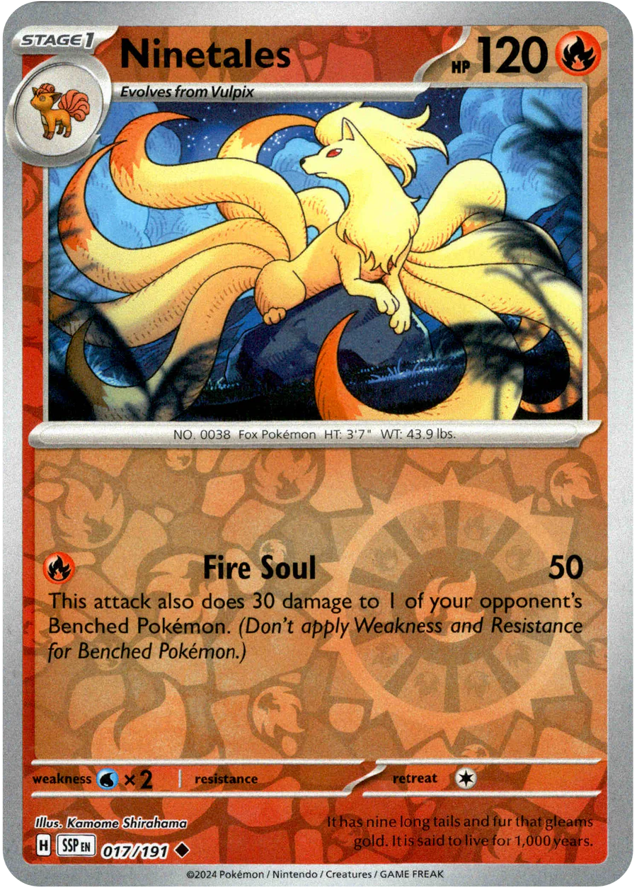 Ninetales 017/191 Scarlet and Violet Surging Sparks Reverse Holo Uncommon Pokemon Card
