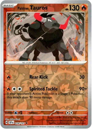 Paldean Tauros 018/191 Scarlet and Violet Surging Sparks Reverse Holo Uncommon Pokemon Card