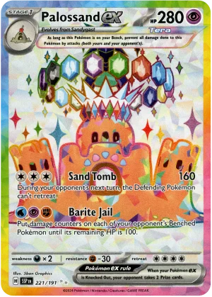 Palossand ex 221/191 Scarlet and Violet Surging Sparks Full Art Shiny Rare Pokemon Card