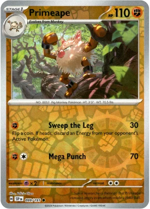 Primeape 099/191 Scarlet and Violet Surging Sparks Reverse Holo Common Pokemon Card