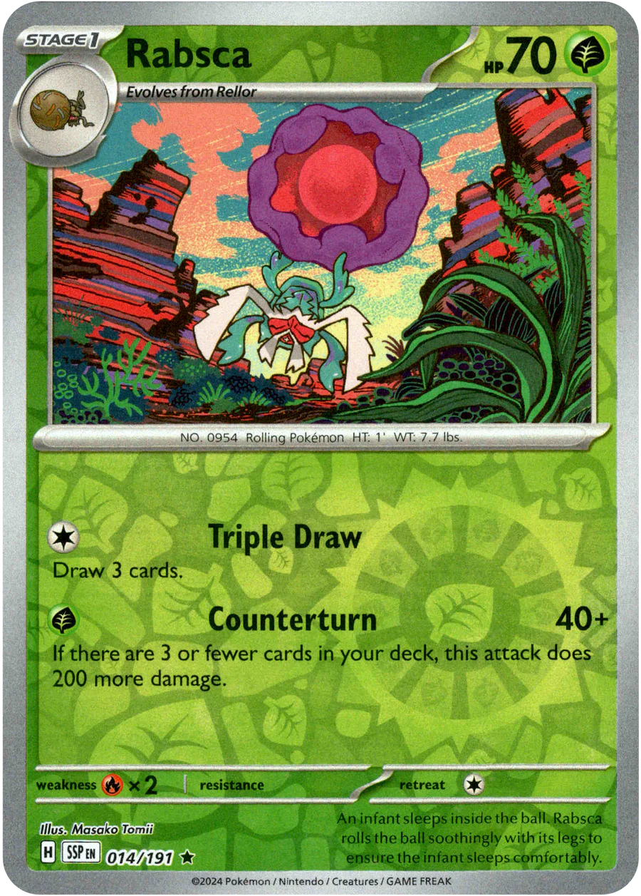 Rabsca 014/191 Scarlet and Violet Surging Sparks Reverse Holo Rare Pokemon Card