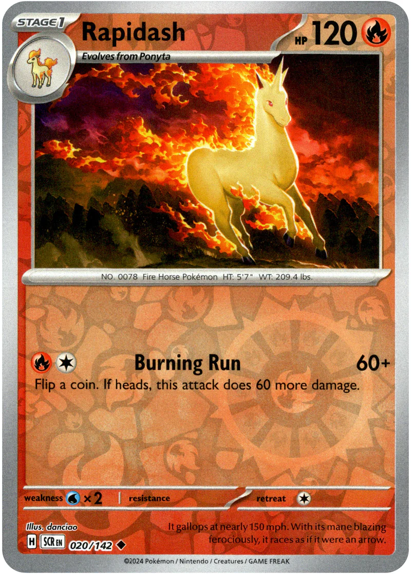 Rapidash 020/142 Scarlet and Violet Stellar Crown Reverse Holo Uncommon Pokemon Card