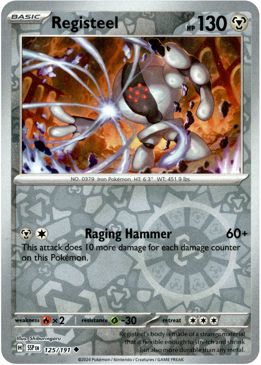 Registeel 125/191 Scarlet and Violet Surging Sparks Reverse Holo Uncommon Pokemon Card