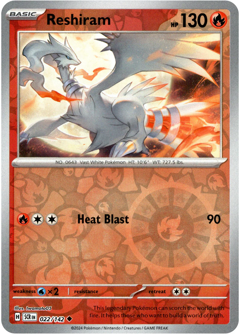 Reshiram 022/142 Scarlet and Violet Stellar Crown Reverse Holo Uncommon Pokemon Card